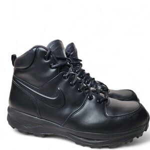 Nike Manoa Leather Boots Triple Black Mens Size 12 Sneaker Shoes 454350-003